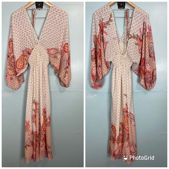 Misa Los Angeles Paisley Floral‎ Boho Dress Emala  V Neckline Vacation Sz Small - Picture 4 of 13